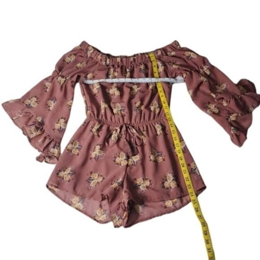 Blush Women's Romper Floral Print‎ Old Pink Long Sleeves Size Small - Picture 9 of 14